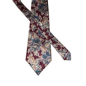Christian Dior Red & Blue Paisley Handmade Silk Neck Tie